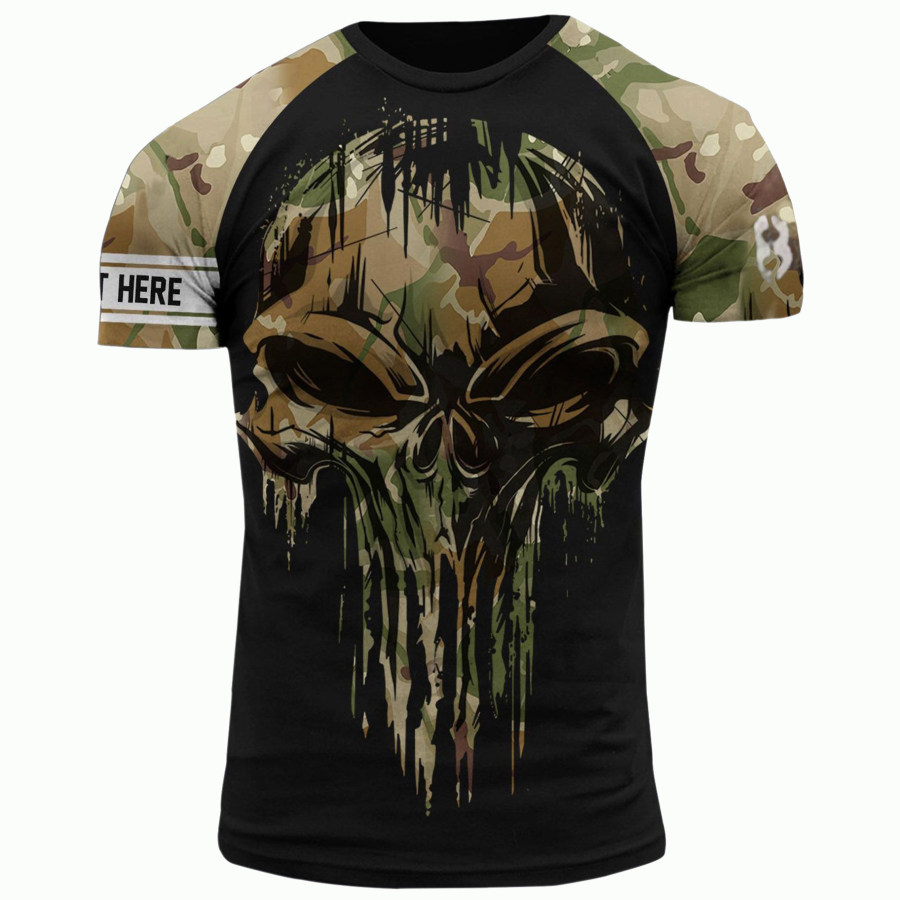

Men's Outdoor Camouflage Skull Short Sleeve Sports T-Shirt