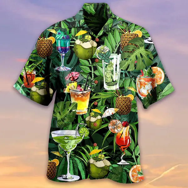 Men's Fruit Beach Short Sleeve Shirt Shorts Two Piece Set - Kalesafe.com 