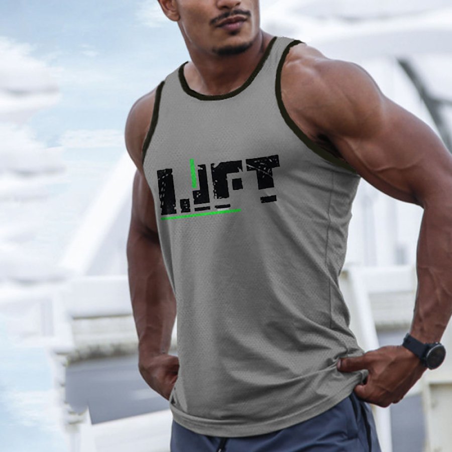 

Men's Mesh Muscle Print Sports Fitness Tank Top