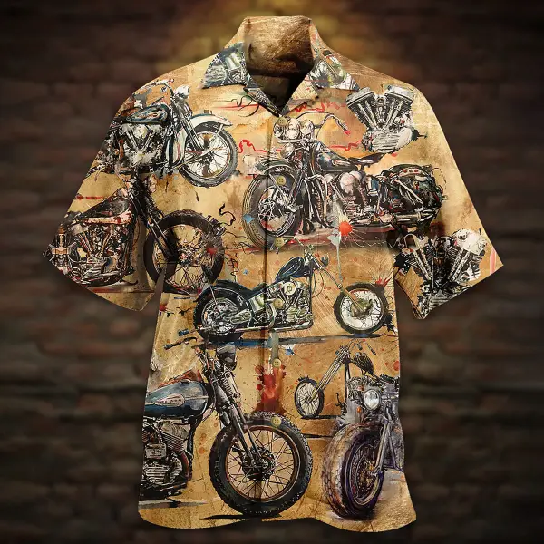 Men's Motorcycle Beach Short Sleeve Shirt Shorts - Kalesafe.com 