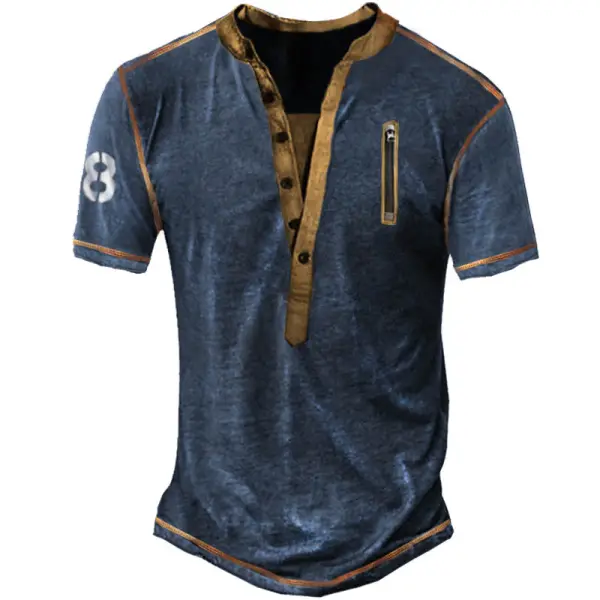 Men's Outdoor Tactical Zipper Contrast Color Henley T-Shirt Only $29.89 - Wayrates.com 