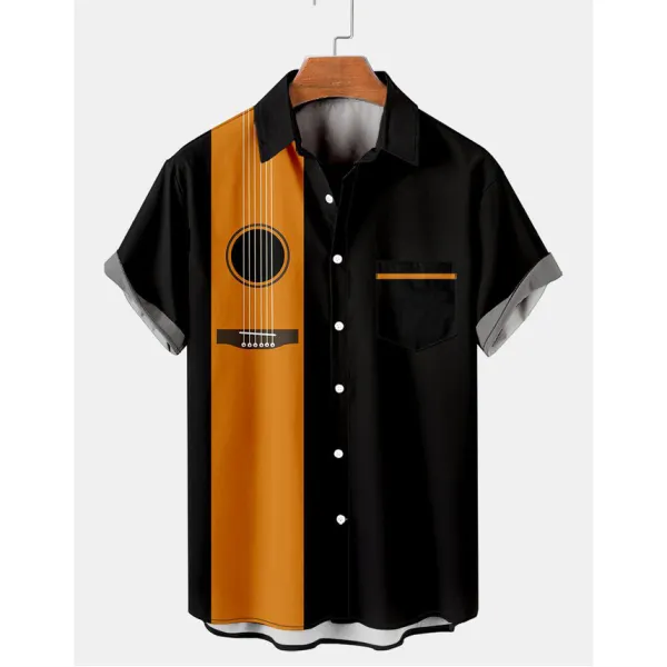 Men's Guitar Pocket Short Sleeve Beach Shirt - Honeylop.chimpone.com 