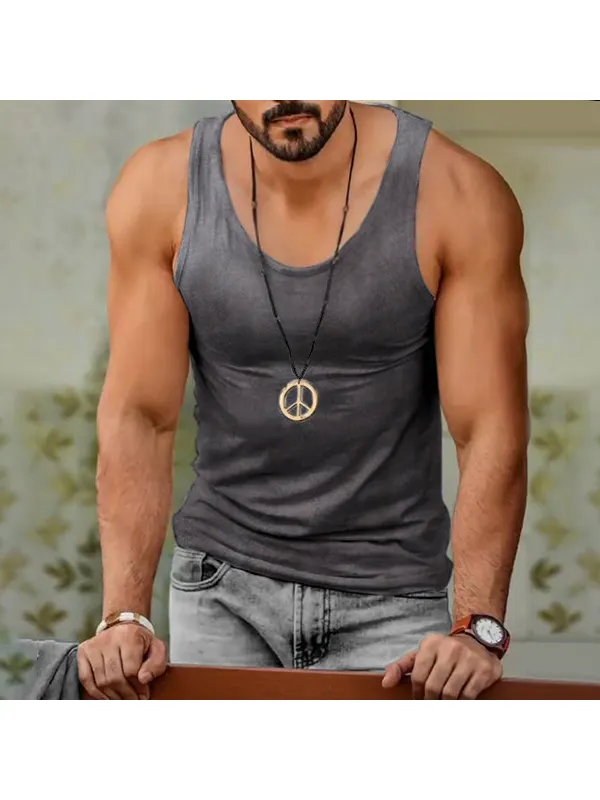 Men's Basic Deep Round Neck Cotton Summer Casual Tank Top - Localziv.com 