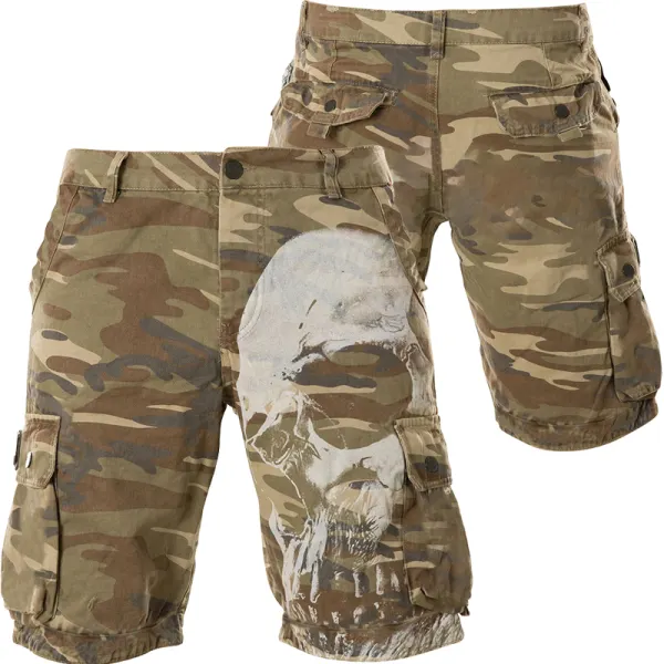 Skull Camouflage Print Men's Outdoor Multiple Pockets Tactical Shorts - Elementnice.com 