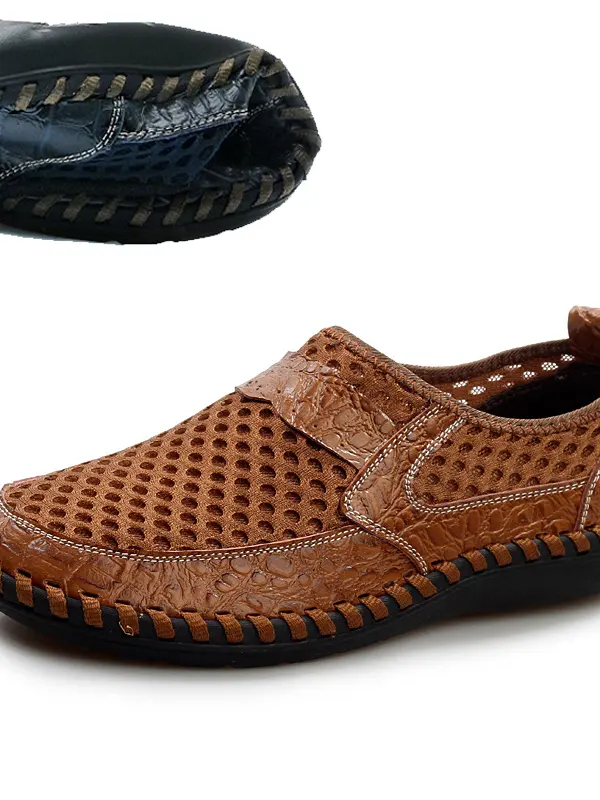 Men's Genuine Leather Mesh Breathable Casual Wading Shoes - Pragmaace.com 