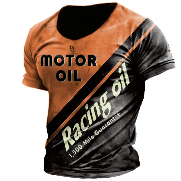 Men's Outdoor Motor Oil Racing Print T-Shirt - Menzfolk.com 