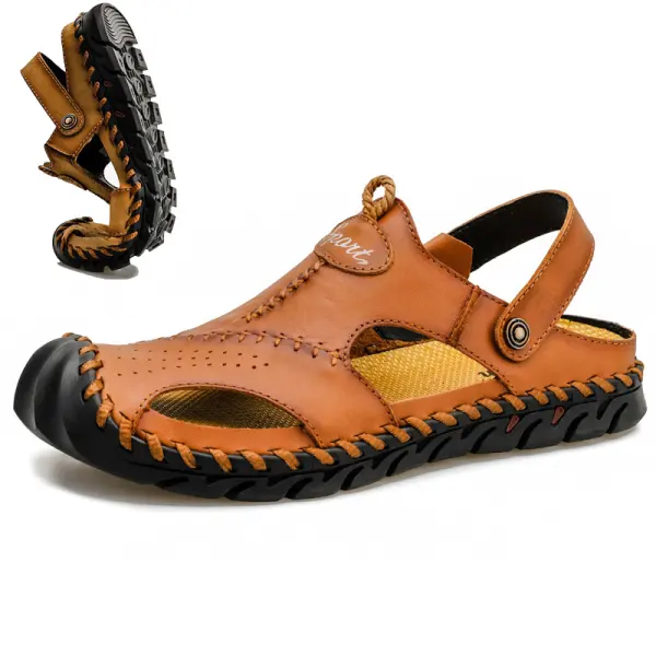 Men's Genuine Leather Two Wear Wear-resistant Sandals And Slippers - Elementnice.com 