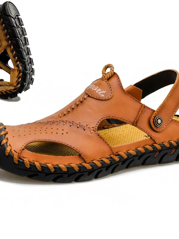 Men's Genuine Leather Two Wear Wear-resistant Sandals And Slippers - Pragmaace.com 