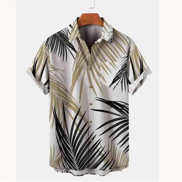 Men's Leaf Beach Short Sleeve Shirt - Honeylop.chimpone.com 