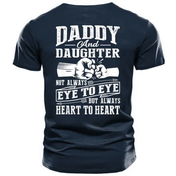Men's Daddy Daughter Not Eye But Heart Print Cotton T-Shirt - Elementnice.com 