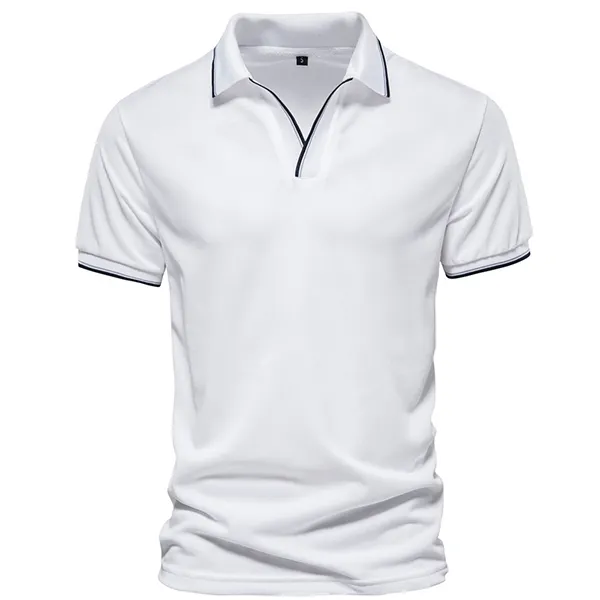 Men's Solid V-Neck Polo Shirt Work T-Shirt Only $27.89 - Wayrates.com 