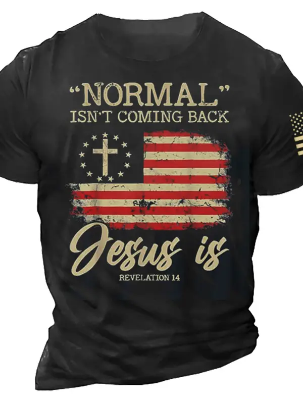 Normal Isn't Coming Back But Jesus Is Revelation 14 Costume Men's T-Shirt - Menbarn.com 