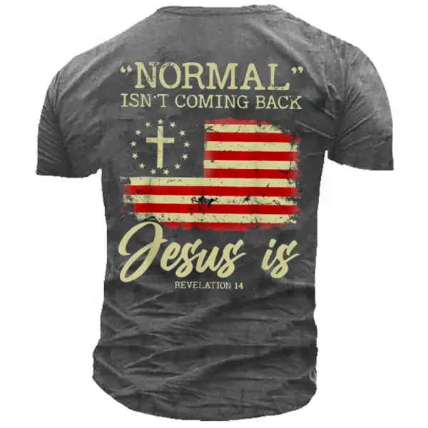 Normal Isn't Coming Back But Jesus Is Revelation 14 Costume Men's T-Shirt - Rabclub.com 