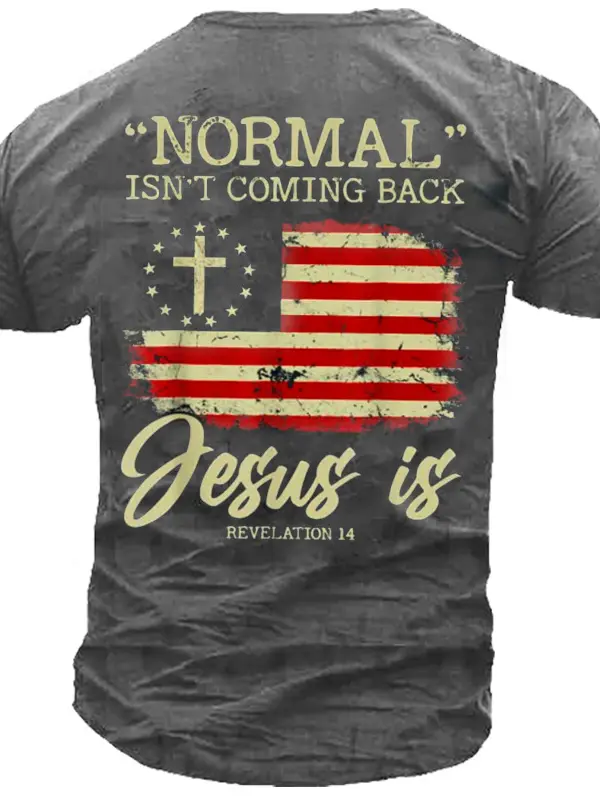 Normal Isn't Coming Back But Jesus Is Revelation 14 Costume Men's T-Shirt - Menbarn.com 