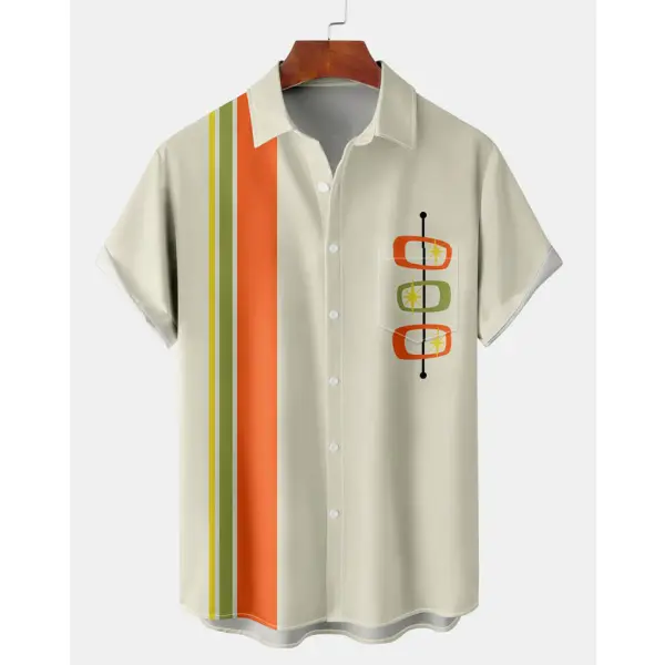 Men's Striped Beach Short Sleeve Shirt - Kalesafe.com 