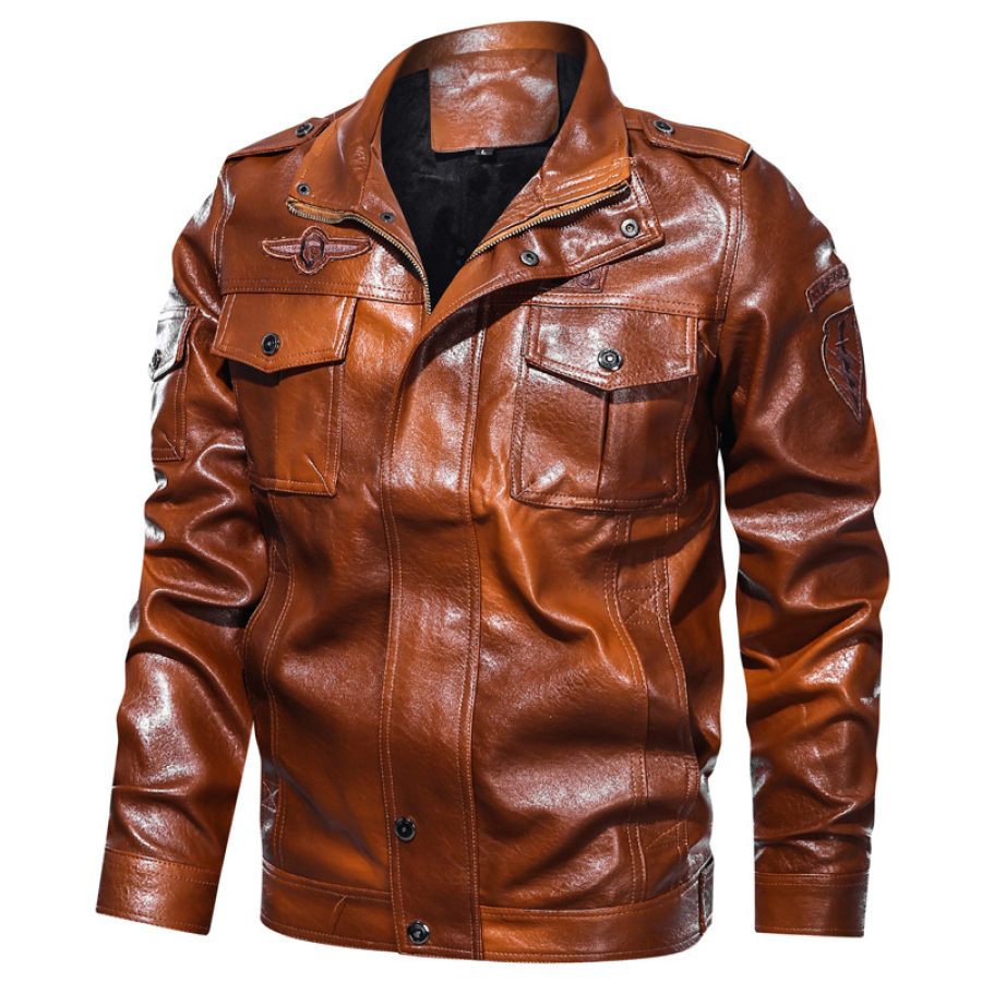 

Men's Outdoor Retro Motorcycle Leather Jacket