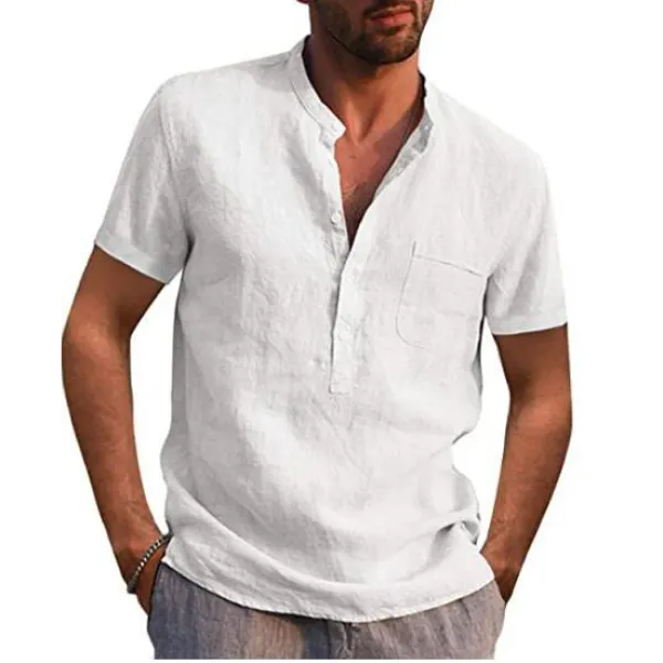 Men's Solid Color Casual Short Sleeve Shirt Only $27.89 - Wayrates.com 