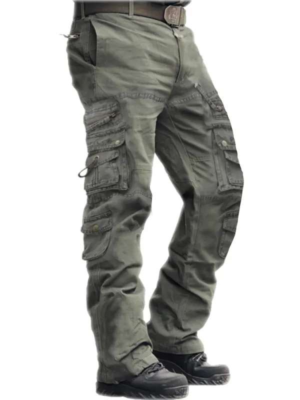 Men's Outdoor Vintage Washed Cotton Washed Multi-pocket Tactical Pants - Menwyx.com 