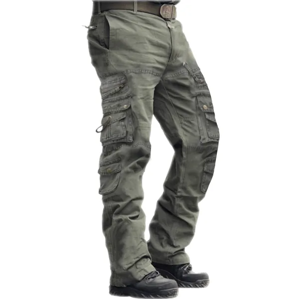 Men's Outdoor Vintage Washed Cotton Washed Multi-pocket Tactical Pants - Spiretime.com 