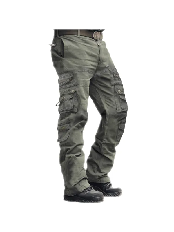 Men's Outdoor Vintage Washed Cotton Washed Multi-pocket Tactical Pants - Anrider.com 