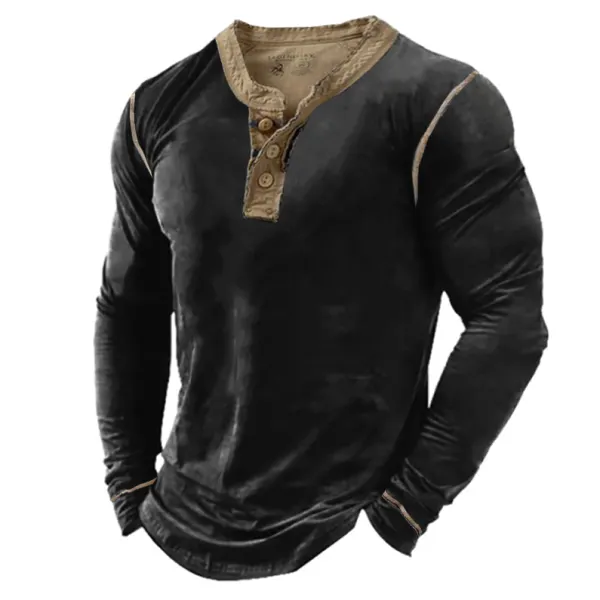 Men's Outdoor Vintage Long Sleeve Henley Shirt Only $23.89 - Wayrates.com 