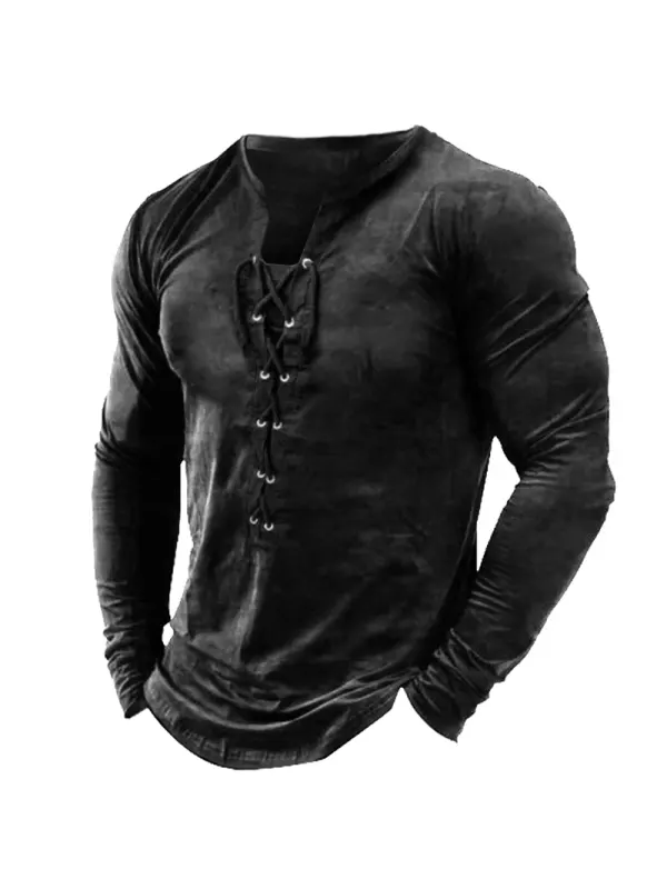 Men's Outdoor Lace-Up Tactical Long Sleeve T-Shirt - Machoup.com 