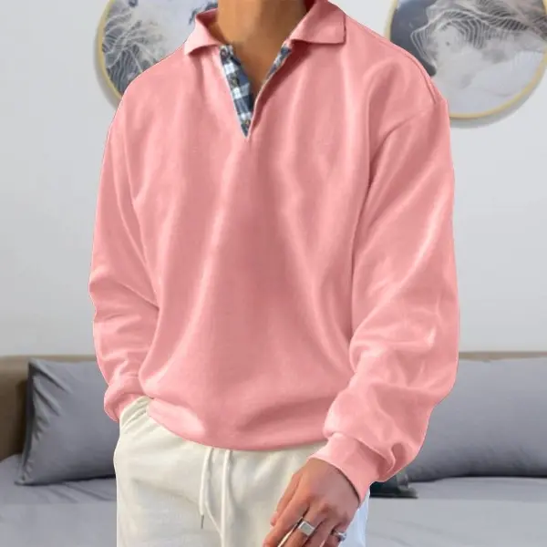 Men's Fashion Casual Lapel Loose Long Sleeve Sweatshirt - Keymimi.com 