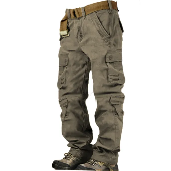Men's Multi-pocket Outdoor Cotton Cargo Pants - Elementnice.com 