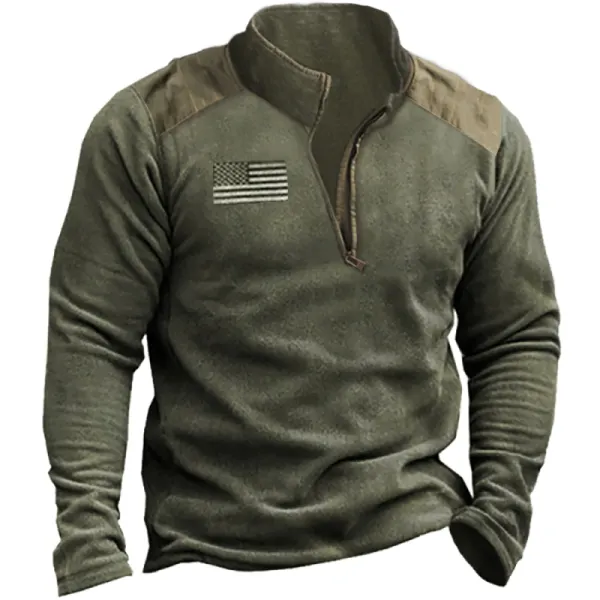 Men's Outdoor Casual Fleece Patchwork Sweatshirt Only $19.89 - Wayrates.com 