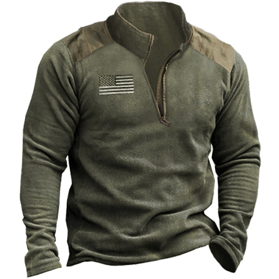 

Men's Outdoor Casual Fleece Patchwork Sweatshirt