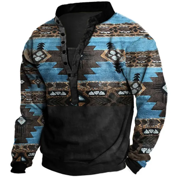 Men's Ethnic Totem Print Henley Collar Sweatshirt Only $20.89 - Wayrates.com 