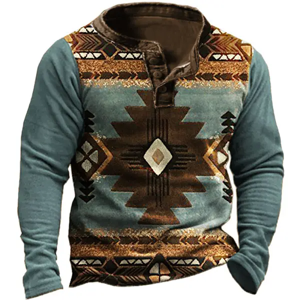 Aztec Men's Henley Sweatshirt - Cotosen.com 