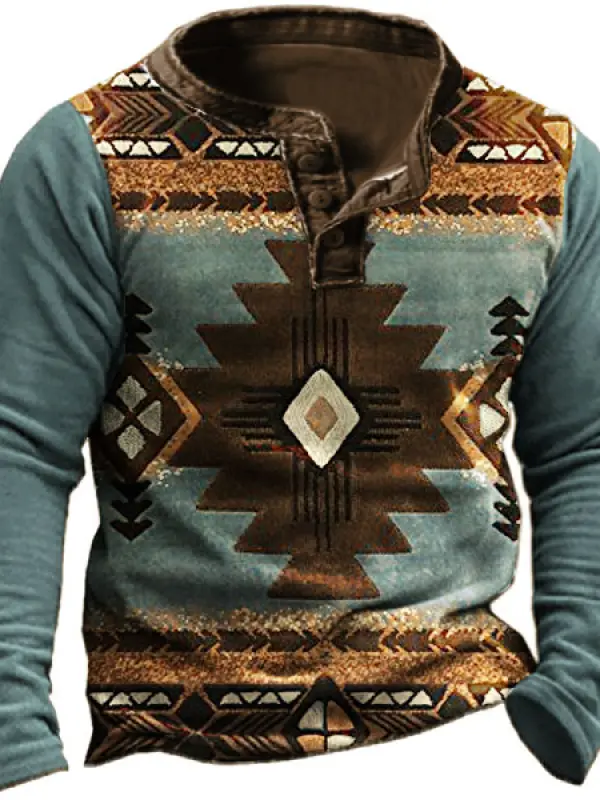 Aztec Men's Henley Sweatshirt - Simplyion.com 