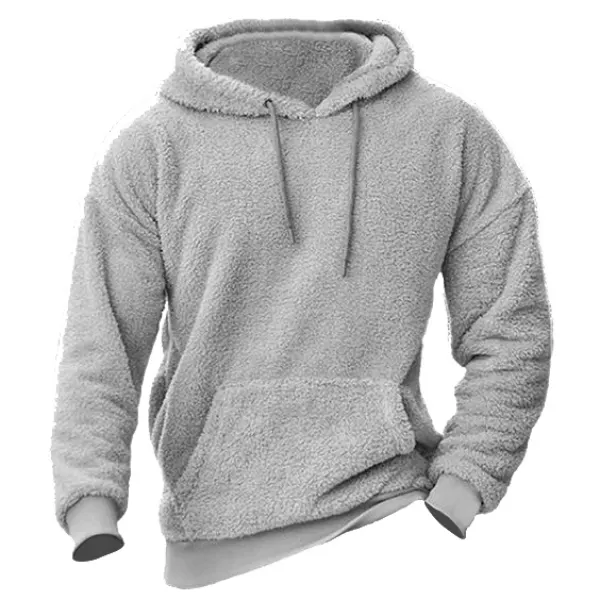 Men's Pocket Plush Hoodie - Salolist.com 