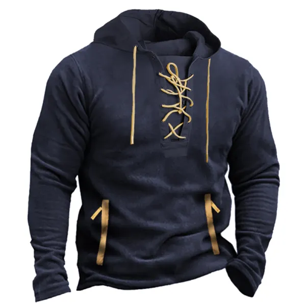 Men Outdoor Fleece Drawstring Hoodie Zip Pocket Tactical Sweatshirt - Elementnice.com 