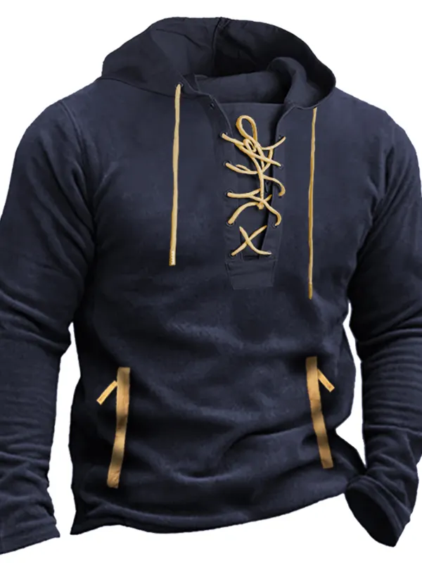Men Outdoor Fleece Drawstring Hoodie Zip Pocket Tactical Sweatshirt - Pragmaace.com 