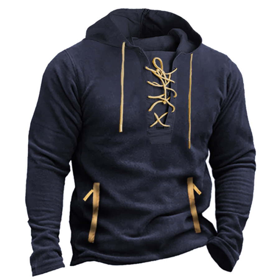 

Men Outdoor Fleece Drawstring Hoodie Zip Pocket Tactical Sweatshirt