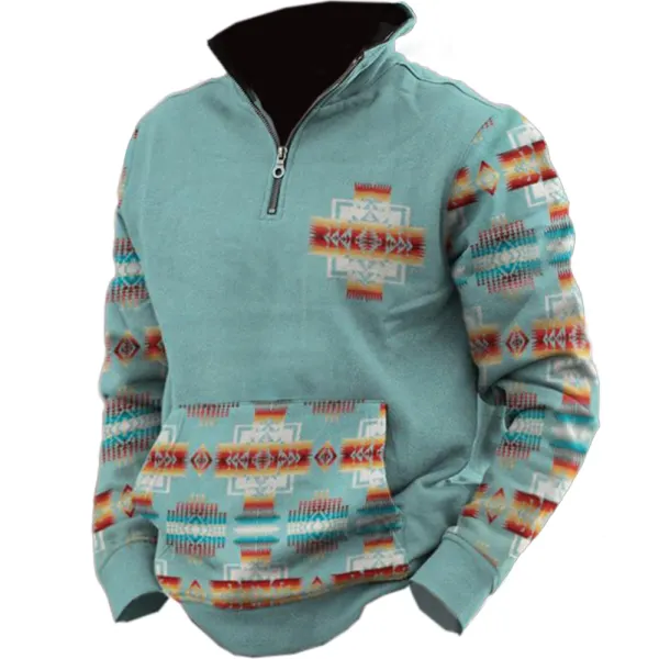 Men's Retro Western Ethnic Printed Sweatshirt - Cotosen.com 