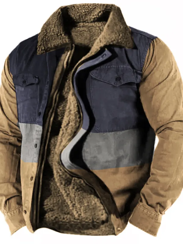 Men's Retro Lining Plus Fleece Zipper Tactical Shirt Jacket - Pragmaace.com 