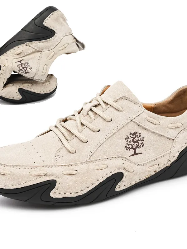Men Leather Breathable Non Slip Soft Sole Casual Driving Shoes - Wantbright.com 
