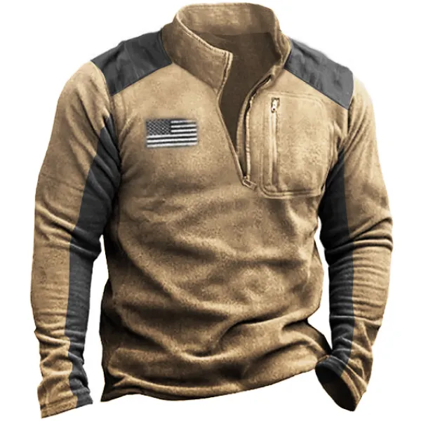 Outdoor Fleece Half Zip Collar Tactical Men's Sweatshirt - Menzfolk.com 