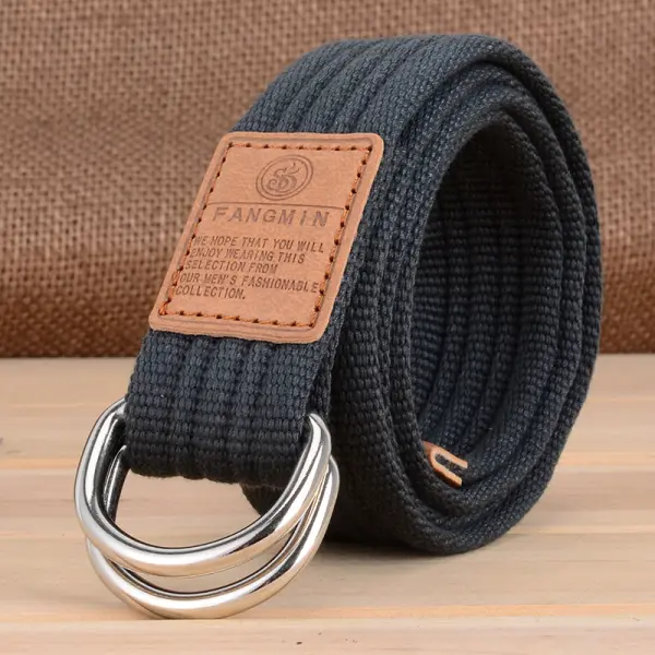 Men's Outdoor Casual Double Buckle Canvas Belt - Elementnice.com 