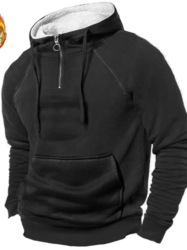Men's Fleece Thickened Warm Half Turtleneck Hoodie - Pragmaace.com 