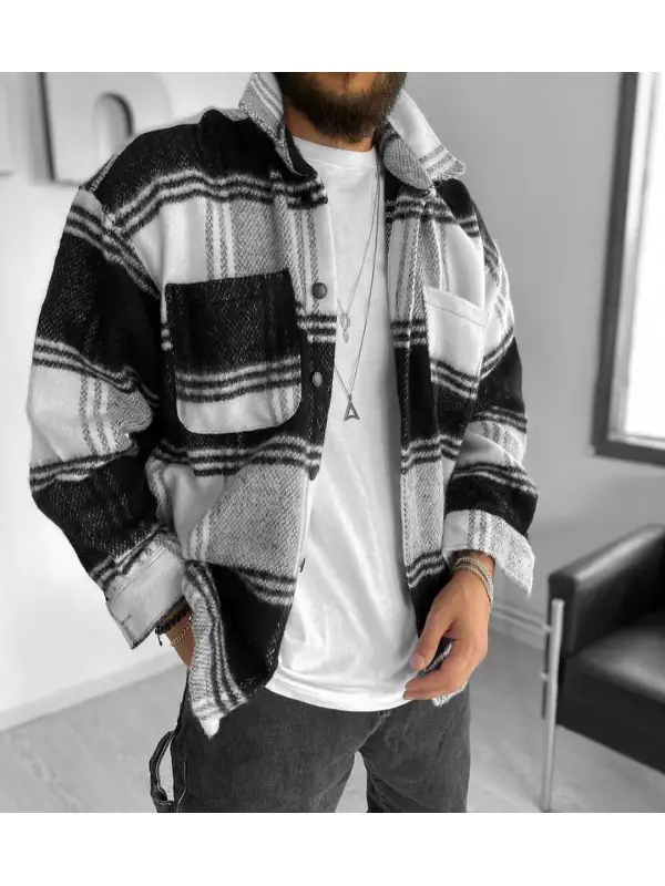 Men's Striped Versatile Long Sleeve Shirt/Jacket - Anrider.com 