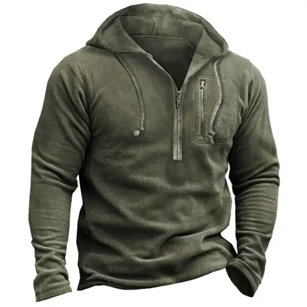 Men's Outdoor Tactical Fleece Warm Zip Hoodie - Cotosen.com 