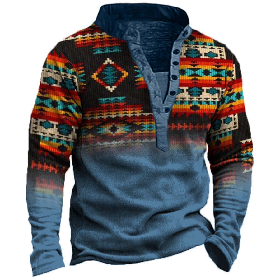 

Men's Vintage Ethnic Print Long Sleeve Sweatshirt