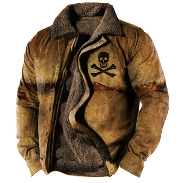 Pirate Skull Men's Vintage Print Warm Fleece Jacket Only $33.89 - Wayrates.com 
