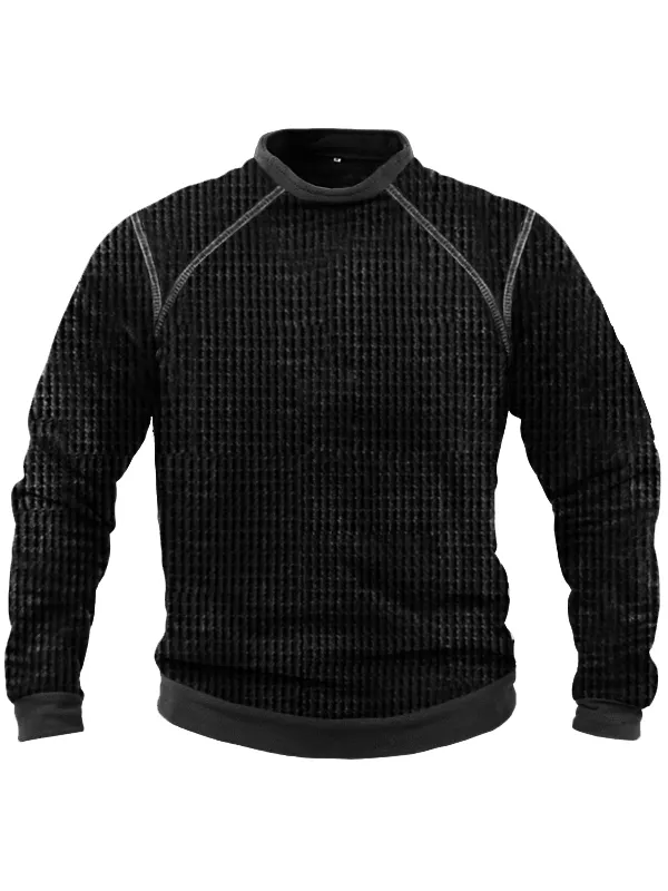 Men's Waffle Casual Sweatshirt - Timetomy.com 