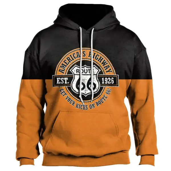 Men's Outdoor Route 66 Print Hoodie - Spiretime.com 