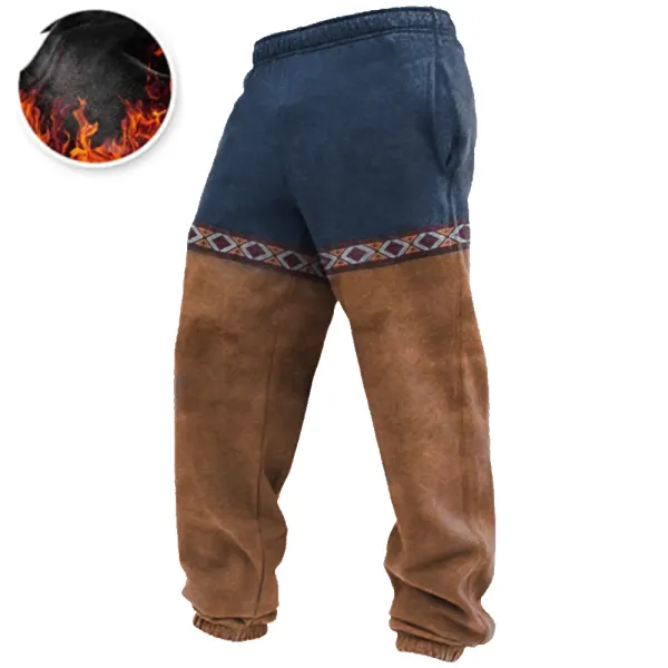 Men's Ethnic Print Soft Fleece Loose-fit Sweatpants With Pockets - Kalesafe.com 